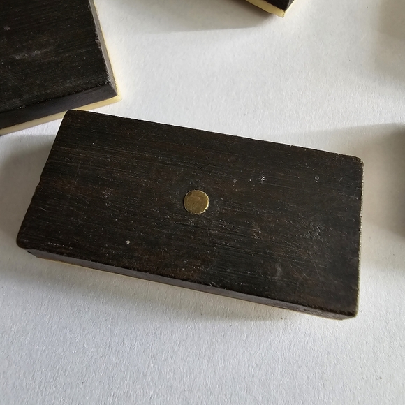 Vintage Domino bone and ebony antique game brass pin 21 dominoes dominos - Picture 7 of 16